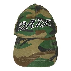 DARE Adjustable Camo Snapback Cap Hat 90s Vintage